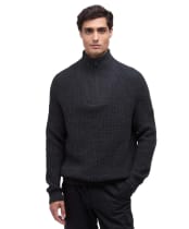 Men's Barbour International Chester Funnel Knit Jumper - Charcoal Marl