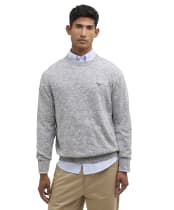 Men's Barbour Flaxby Linen Blend Crew Neck - Navy