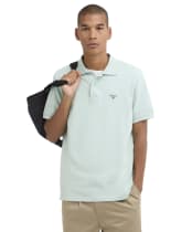 Men's Barbour Lightweight Short Sleeve Sports Cotton Polo Shirt - Mint Blue