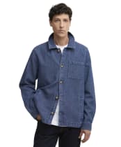 Men's Barbour Aickmen Textured Denim Overshirt - Indigo