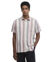 Men's Barbour Portwell Short Sleeve Summer Fit Linen Blend Shirt - Pink