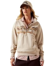 Women's Ariat Running Wild 1/2 Zip Sweatshirt - Oatmeal Heather