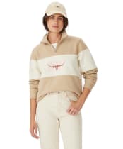 Women's R.M. Williams Trickett Quarter Zip Panel Sweatshirt - Sand