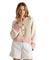 Women's Joules Nora Colourblock Cardigan - Cream