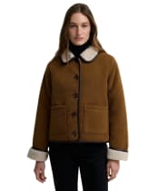 Women's Barbour Penny Fleece Casual Jacket - Tan / Ecru