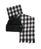 Women's Barbour International Kemora Beanie & Scarf Gift Set - Black / Moonbeam