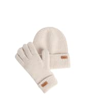 Women's Barbour Pendle Beanie & Gloves Gift Set - Eggshell