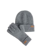 Women's Barbour Pendle Beanie & Gloves Gift Set - Mid Grey
