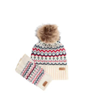 Women's Barbour Holly Beanie & Gloves Gift Set - Antique White