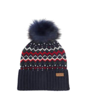 Women's Barbour Kingsford Fair Isle Beanie Hat - Navy