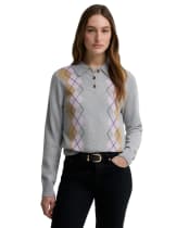 Women's Barbour Fawne Knitted Jumper - Grey Multi Fairisle Pattern