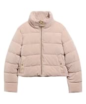 Women's Barbour International Halina Faux Velvet Puffer Jacket - Nutmeg