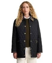Women's Barbour Icons Tartan Collar Modern Liddesdale Quilted Jacket - Black / Ancient 