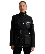 Women's Barbour International Heritage Waxed Jacket - Black / Northumberland Check