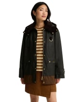 Women's Barbour Wrenwood Waxed Jacket - Fern / Bark / Shadow