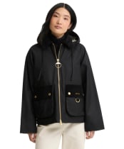 Women's Barbour Carville Waxed Jacket - Black / Ancient 