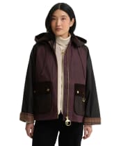 Women's Barbour Carville Waxed Jacket - Rustic / Bordeaux