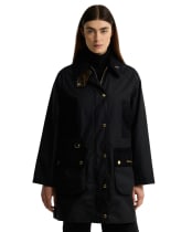 Women's Barbour Icons Modern Beaufort Waxed Jacket - Black / Ancient 