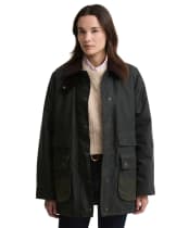Women's Barbour Modern Border Waxed Jacket - Sage / Classic