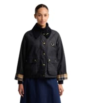 Women's Barbour Icons Modern Spey Waxed Jacket - Navy / Birchwood