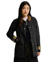 Women's Barbour Icons Beadnell Waxed Jacket - Navy / Birchwood