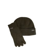 Men's Barbour Carlton Beanie & Gloves Gift Set - Dark Green