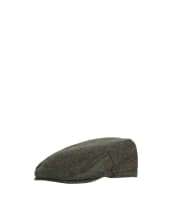 Men's Barbour Wool Crieff Flat Cap - Olive / Red Check