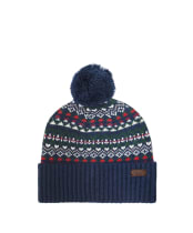 Men's Barbour Marlow Fair Isle Pom Beanie Hat - Navy / Evergreen