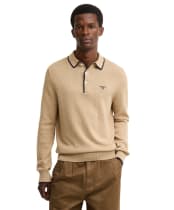 Men's Barbour Taunton Knitted Polo Shirt - Stone