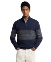 Men's Barbour Millwood Fairisle Half Zip Jumper - Navy