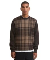 Men's Barbour Mineral Tartan Crew Neck Jumper - Peat