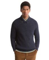 Men's Barbour Essentials Fleck Shawl Neck - Navy