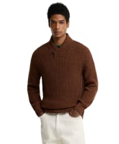 Men's Barbour Essentials Fleck Shawl Neck - Bracken