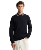 Men's Barbour International Newport Long Sleeve Knitted Polo Shirt - Black