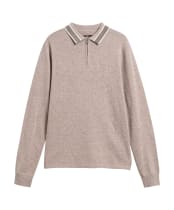 Men's Barbour International Newport Long Sleeve Knitted Polo Shirt - Concrete