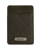 Men's Barbour Brunton Leather Card Holder - Dark Olive