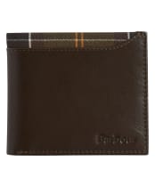 Men's Barbour Brodick Leather / Tartan Billfold Wallet - Brown / Classic