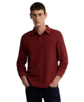 Men's Barbour Kentown Tailored Long Sleeve Polo Shirt - Russet