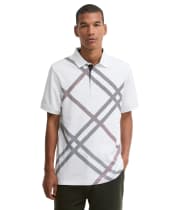Men's Barbour Tartan Bias Print Tailored Polo Shirt - White
