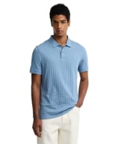 Men's Barbour Faversham Tailored Textured Polo Shirt - Tarn Blue