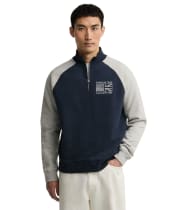 Men's Barbour International Steve McQueen Kenny Half Zip Sweatshirt - Navy / Grey Marl