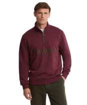 Men's Barbour Fosse Half Zip Sweatshirt - Dark Bordeaux