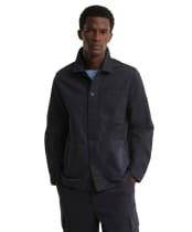 Men's Barbour Tartan Trimmed Washed Overshirt - Dark Navy