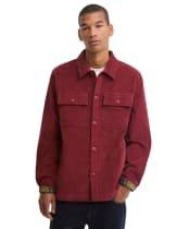 Men's Barbour Tartan Trimmed Cord Overshirt - Russet Brown