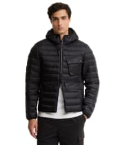 Men's Barbour International Ouston Hooded Puffer Jacket - Black