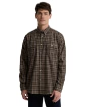 Men's Barbour Panwell Thermo Weave Regular Checked Shirt - Camel