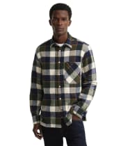 Men's Barbour Bannock Authentic Highland Check Flannel Shirt - Olive