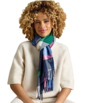  Women's Joules Langtree Scarf - Navy / Pink Check