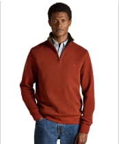 Men's Joules Alistair French Ribbed 1/4 Zip Sweatshirt - Brick