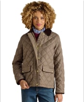 Women's Joules Harrogate Showerproof Quilted Jacket - Check